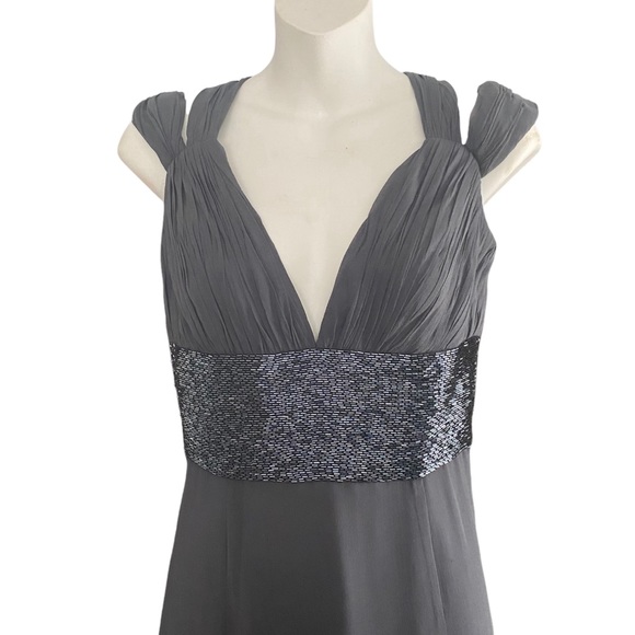 basix ii gray black silver sequin prom pageant wedding black tie gown dress XS/S - Picture 4 of 10